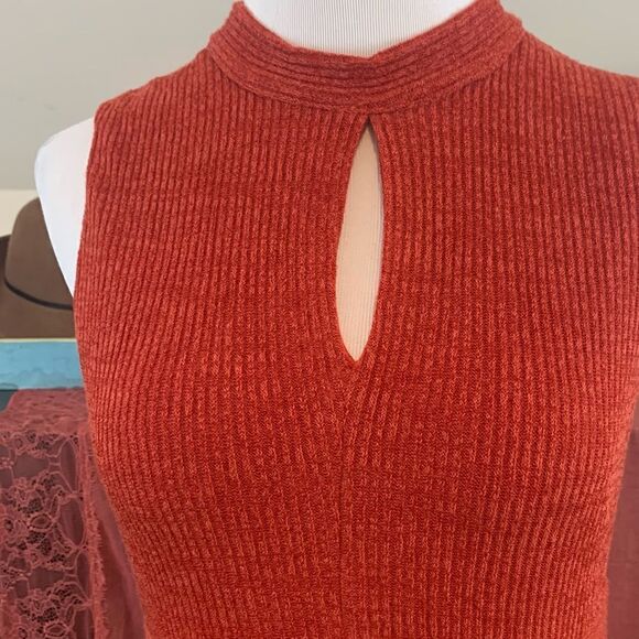 Hem & Thread rust ribbed lightweight sweater dress - Picture 4 of 9